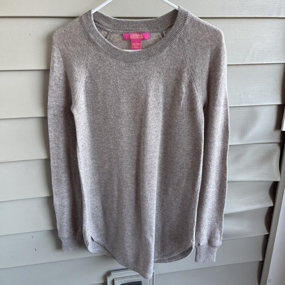 Catherine Malandrino 100% Cashmere Sweater Womens Small Brown Tunic Neutral Luxe